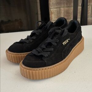 Puma fenty Black Suede Platform Sneakers with Gum Platform
